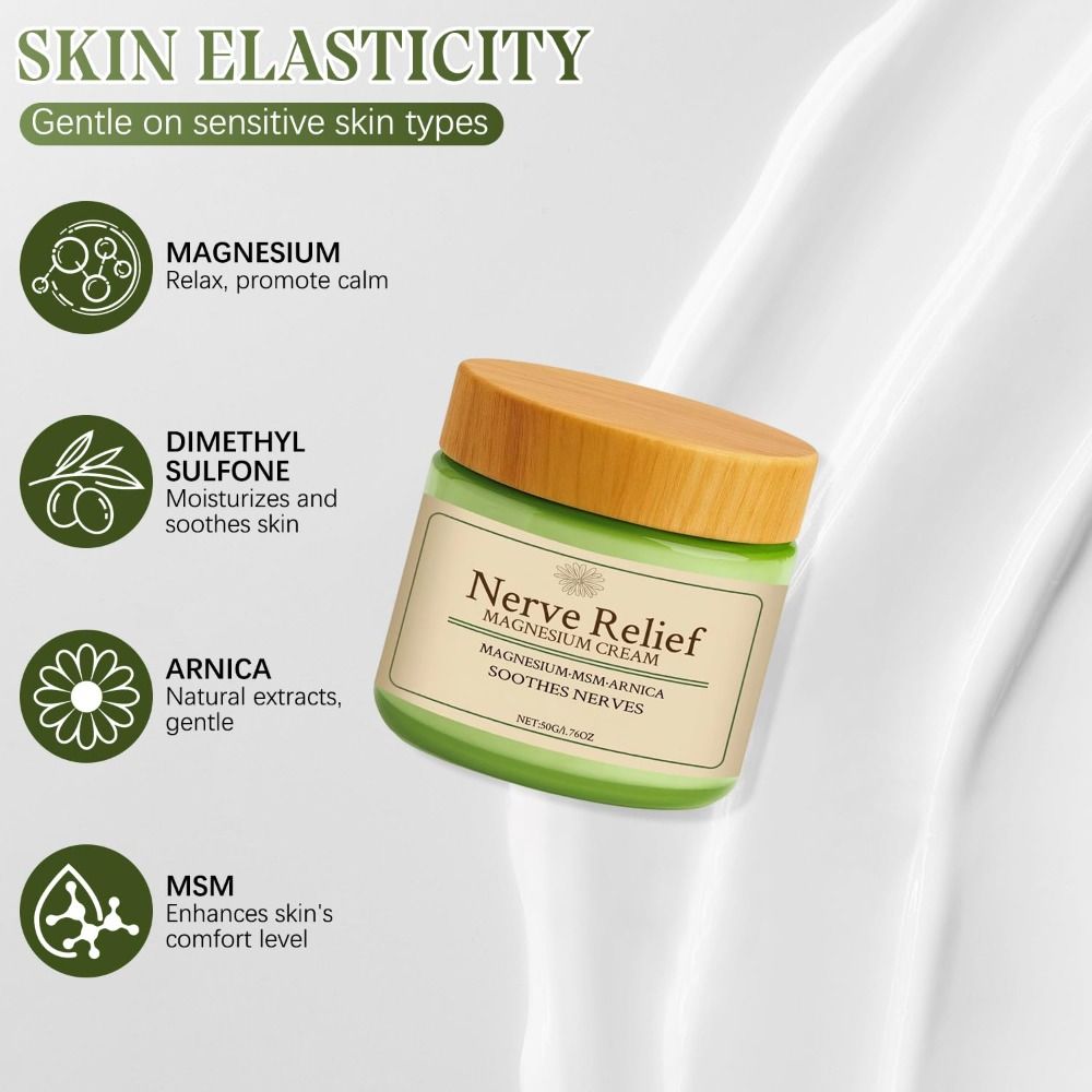 Skincare Ingredients - พร้อม MSM และอาร์นิก้า ครีมแมกนีเซียมธรรมชาติเพื่อการผ่อนคลายและบรรเทาอาการระคายเคือง ครีมบำรุงผิวกายส่วนผสมอ่อนโยน โลชั่นบำรุงผิวกาย
