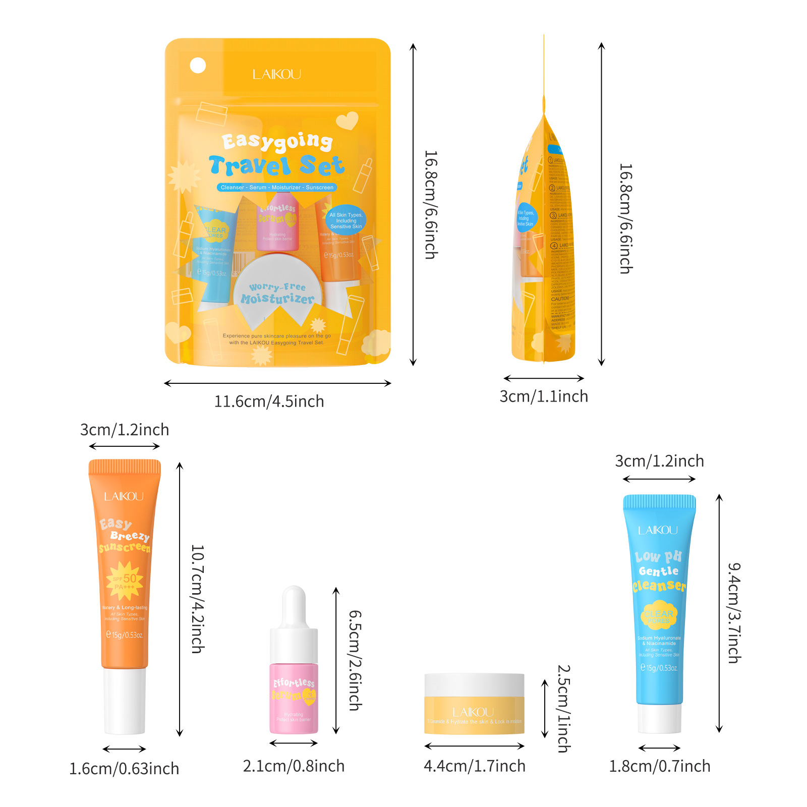 Ceramide Moisturizer - 4PCS Laikou Ceramide ชุดเดินทาง Low Ph