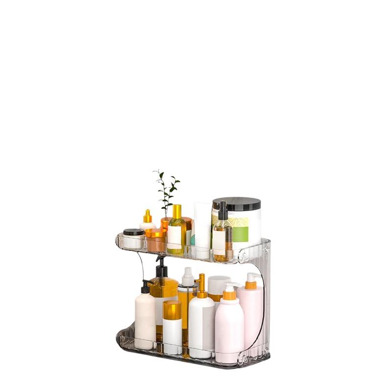 Skincare B Erl - ชั้นวางเครื่องสำอางสองชั้น ชั้นวางเก็บของทนทานสำหรับแปรงแต่งหน้า น้ำหอม ผลิตภัณฑ์ดูแลผิว โต๊ะในห้องนอน