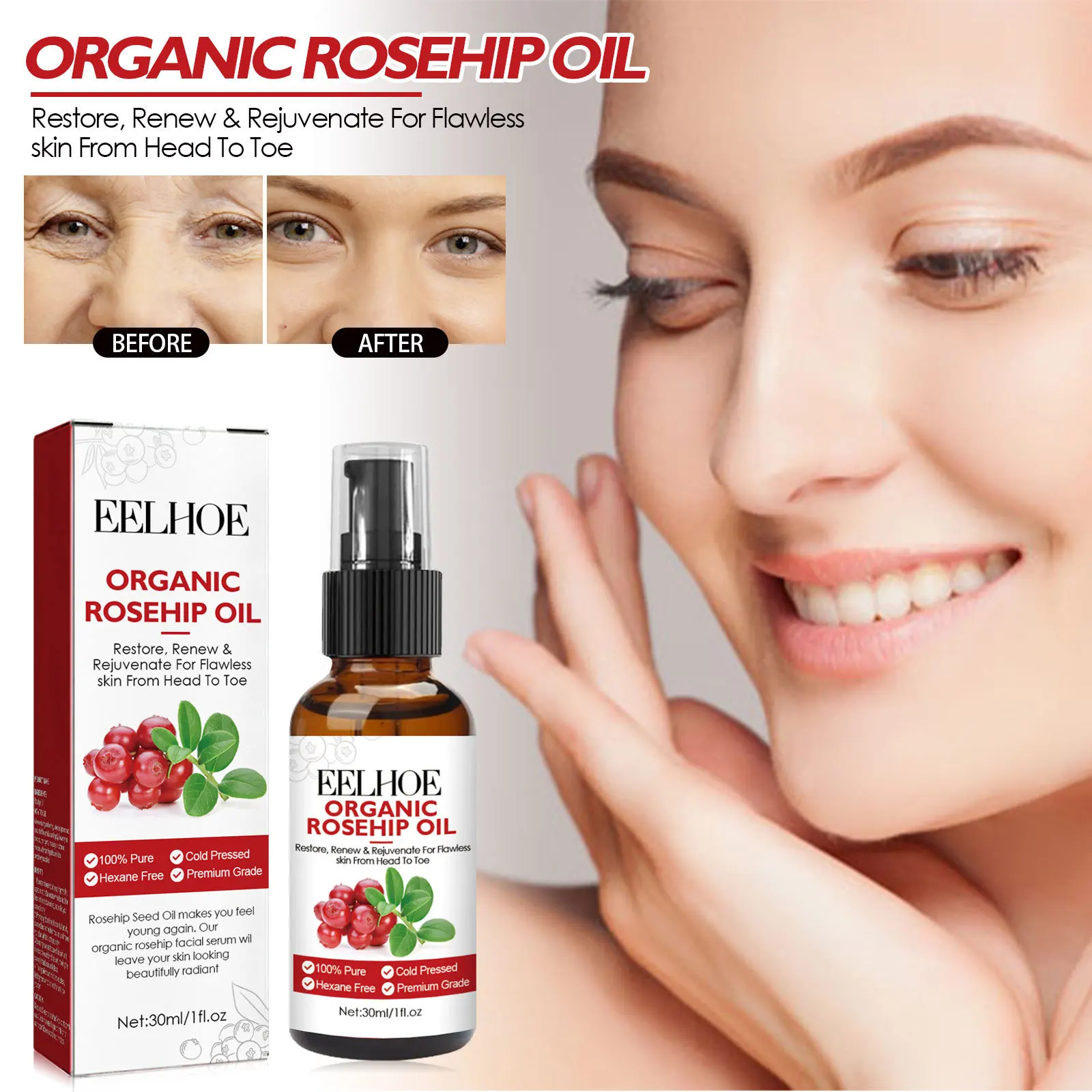 30ml Rosehip Oil Facial Serum  - Face Oil Rosehip บทวิจารณ์และราคา