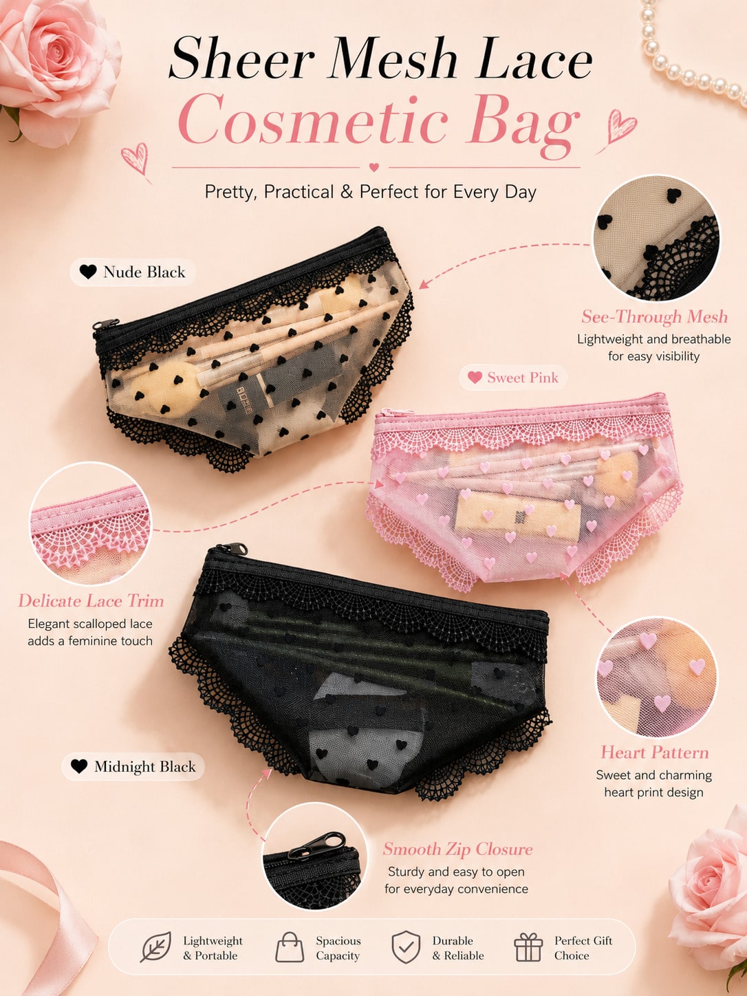 กระเป๋าเครื่องสำอางโปร่งใสลายล - Skincare B Erl บทวิจารณ์และราคา